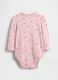 Pink cotton bodysuit with floral pattern_1