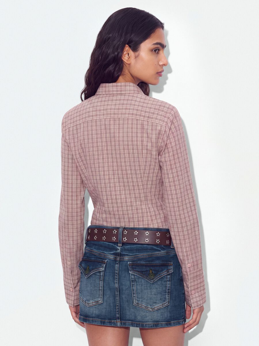 Pink checked slim-fit pure cotton poplin shirt_2