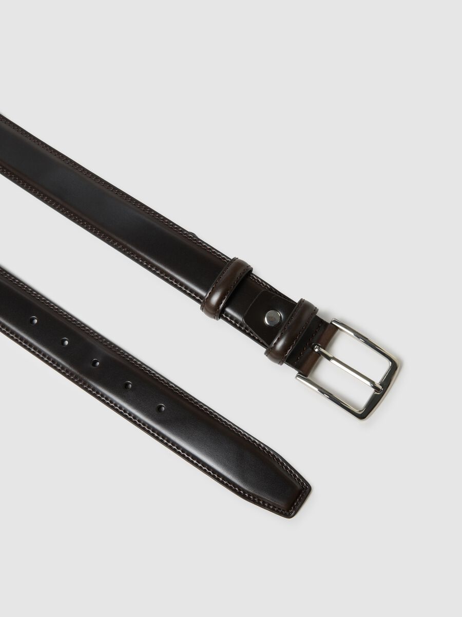 Brown genuine leather belt with sturdy buckle_1