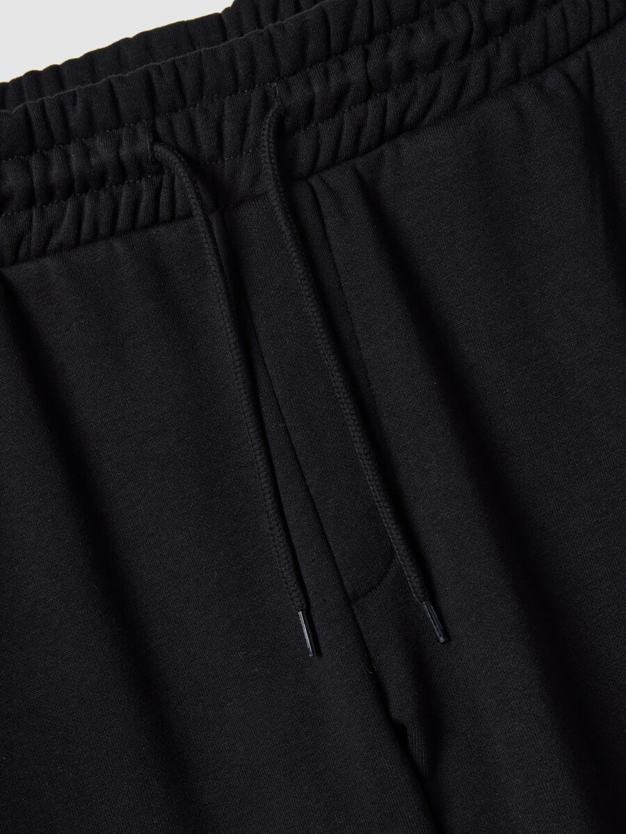 Black cotton blend regular fit jogger trousers_5
