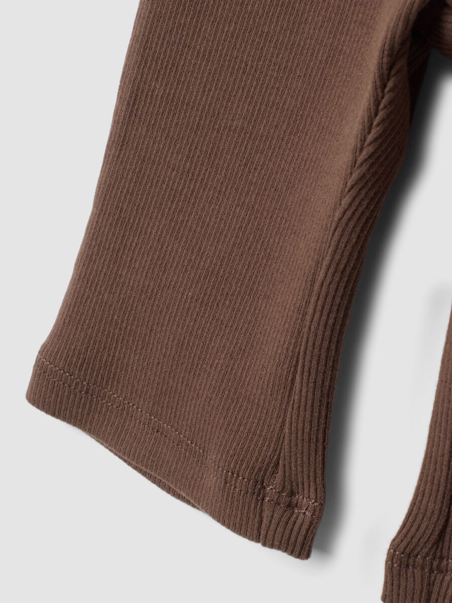 Brown flared leggings in stretch organic cotton for baby girl_3