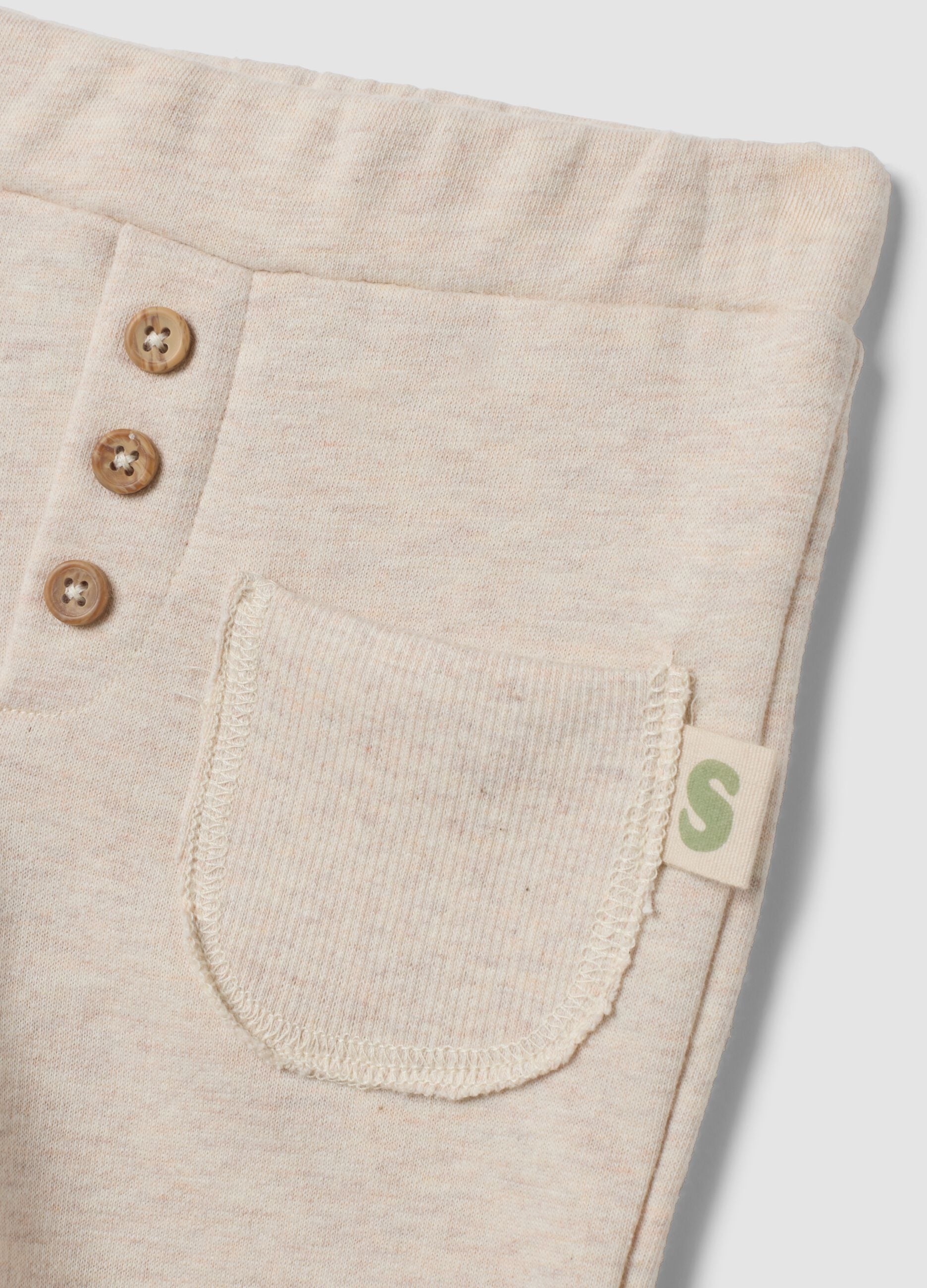 Completo beige in puro cotone organico con ricamo Lilo & Stitch