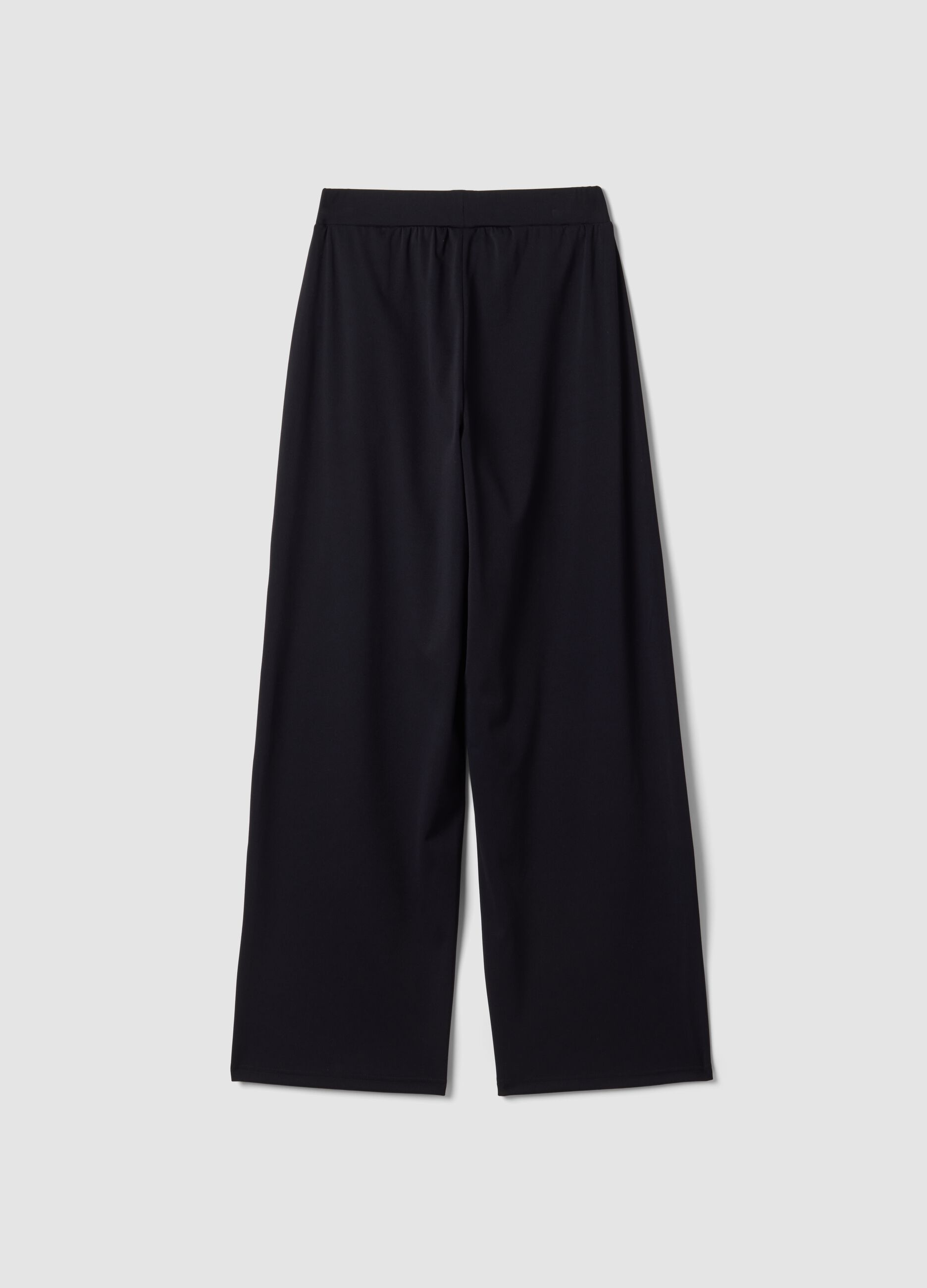 Blue stretch wide-leg trousers