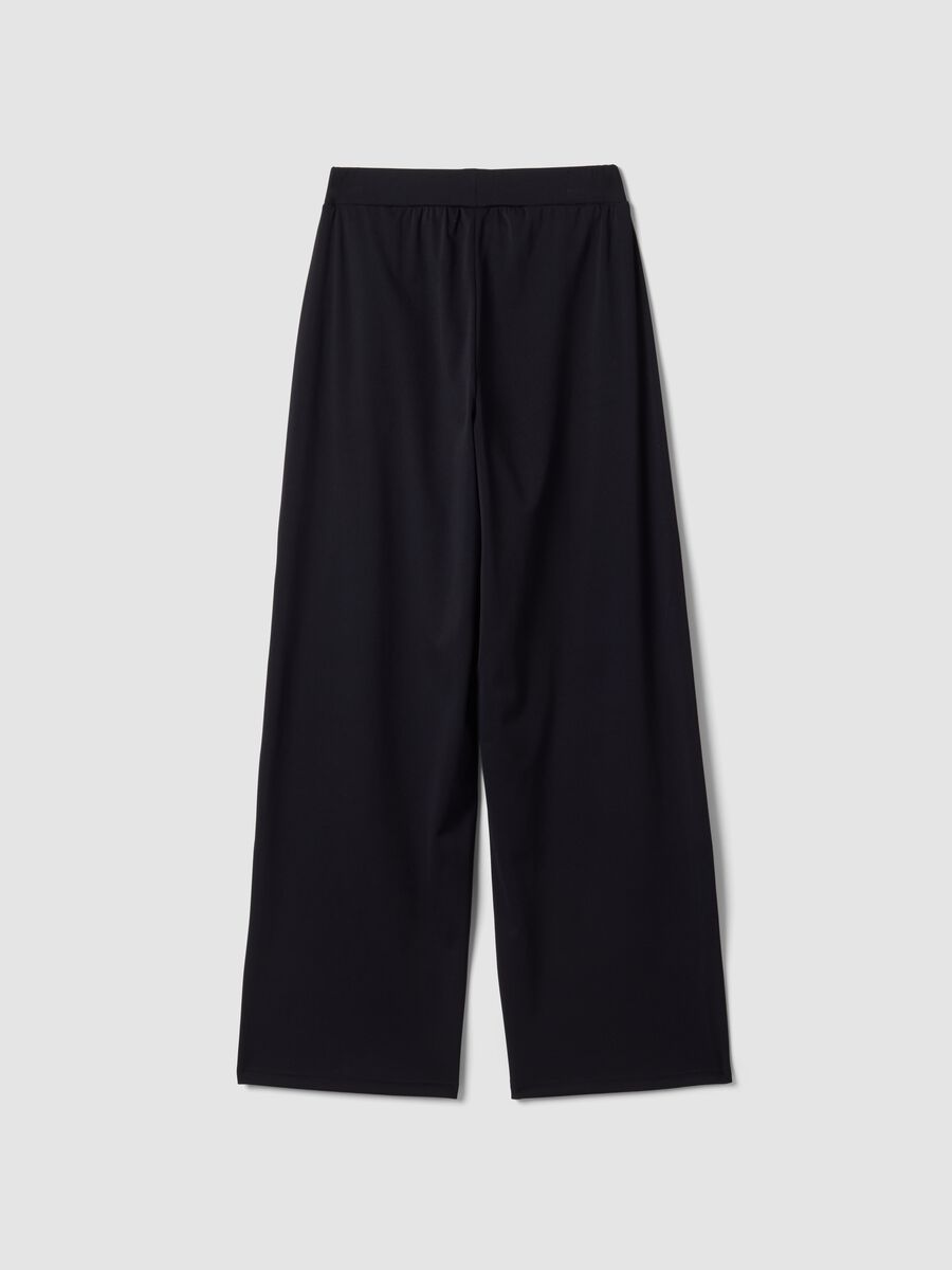 Blue stretch wide-leg trousers_5