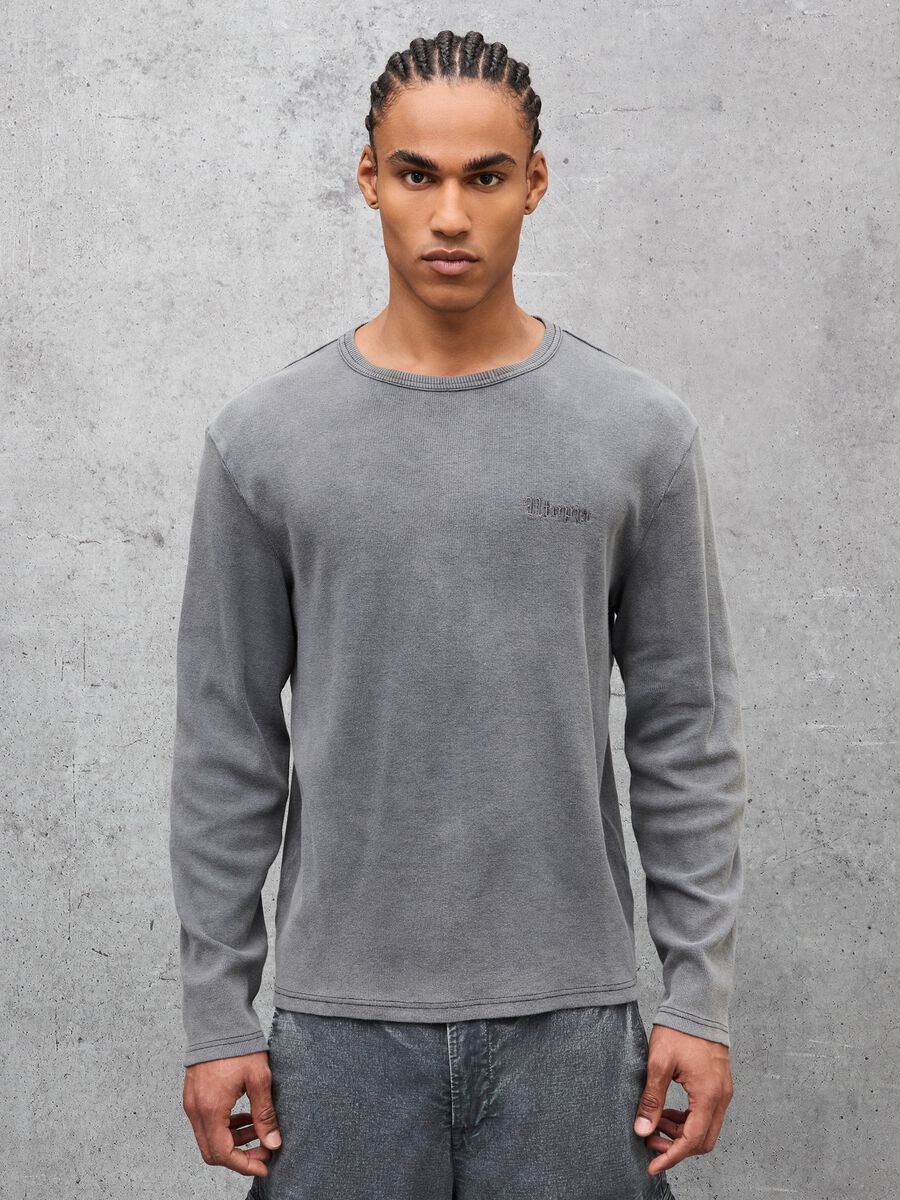 Ribbed Longsleeve T-shirt Washed Grey_0