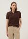 Brown regular fit short sleeve polo with mesh texture_0