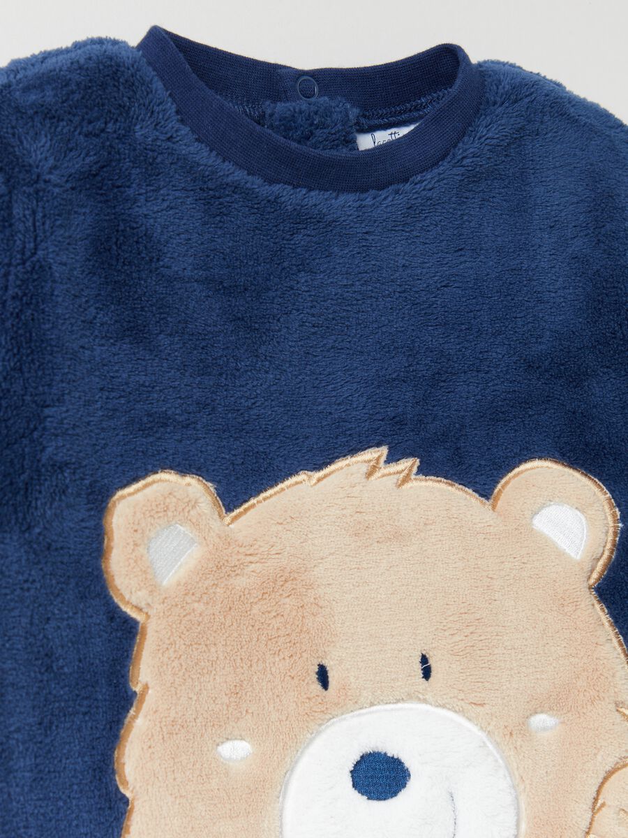 Chenille pyjamas with teddy bear embroidery_2