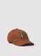 Brown pure cotton cap with adjustable visor and embroidered P_0
