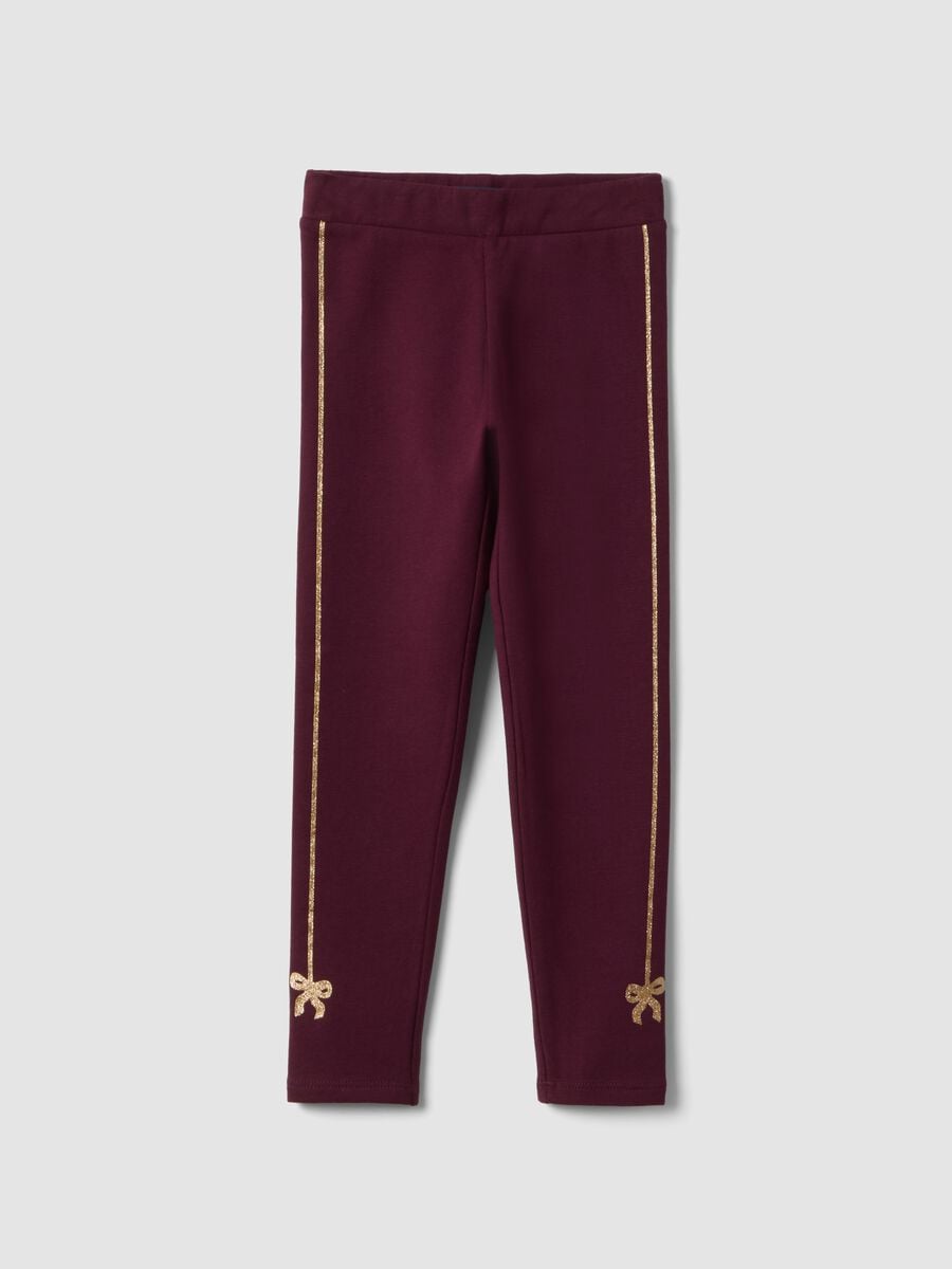 Purple skinny-fit leggings in stretch organic cotton_0