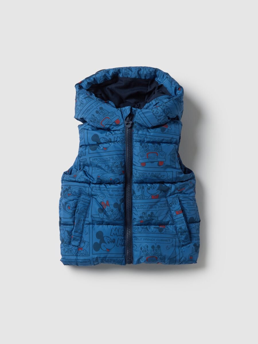 Regular fit blue mixed vest with hood for children_0