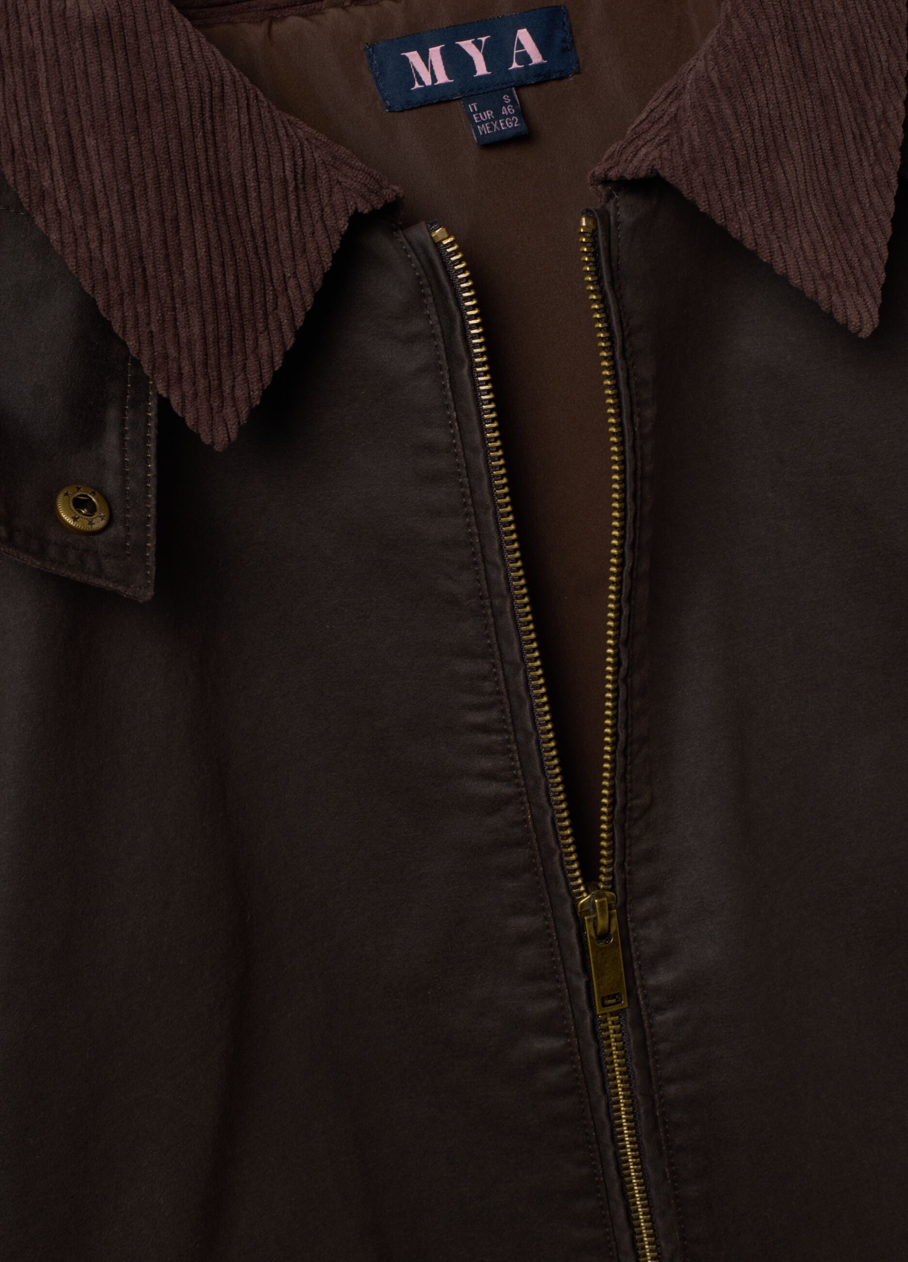 Brown cotton-blend parka with detachable hood