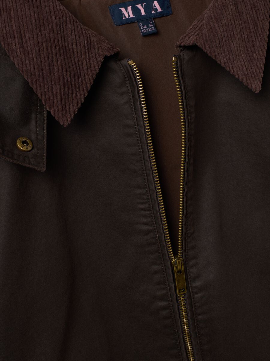 Brown cotton-blend parka with detachable hood_1
