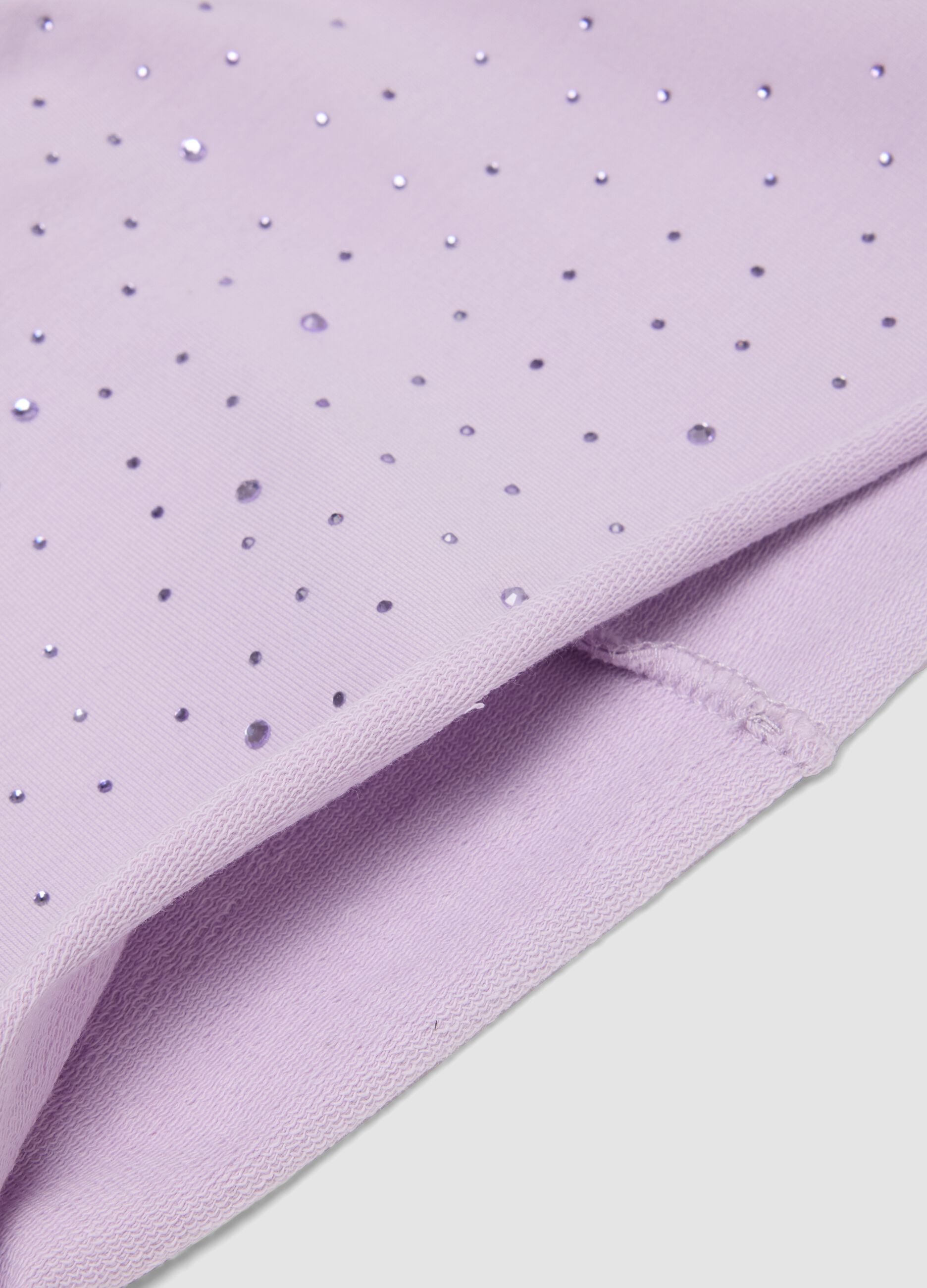 Purple stretch cotton hat with rhinestones for girls