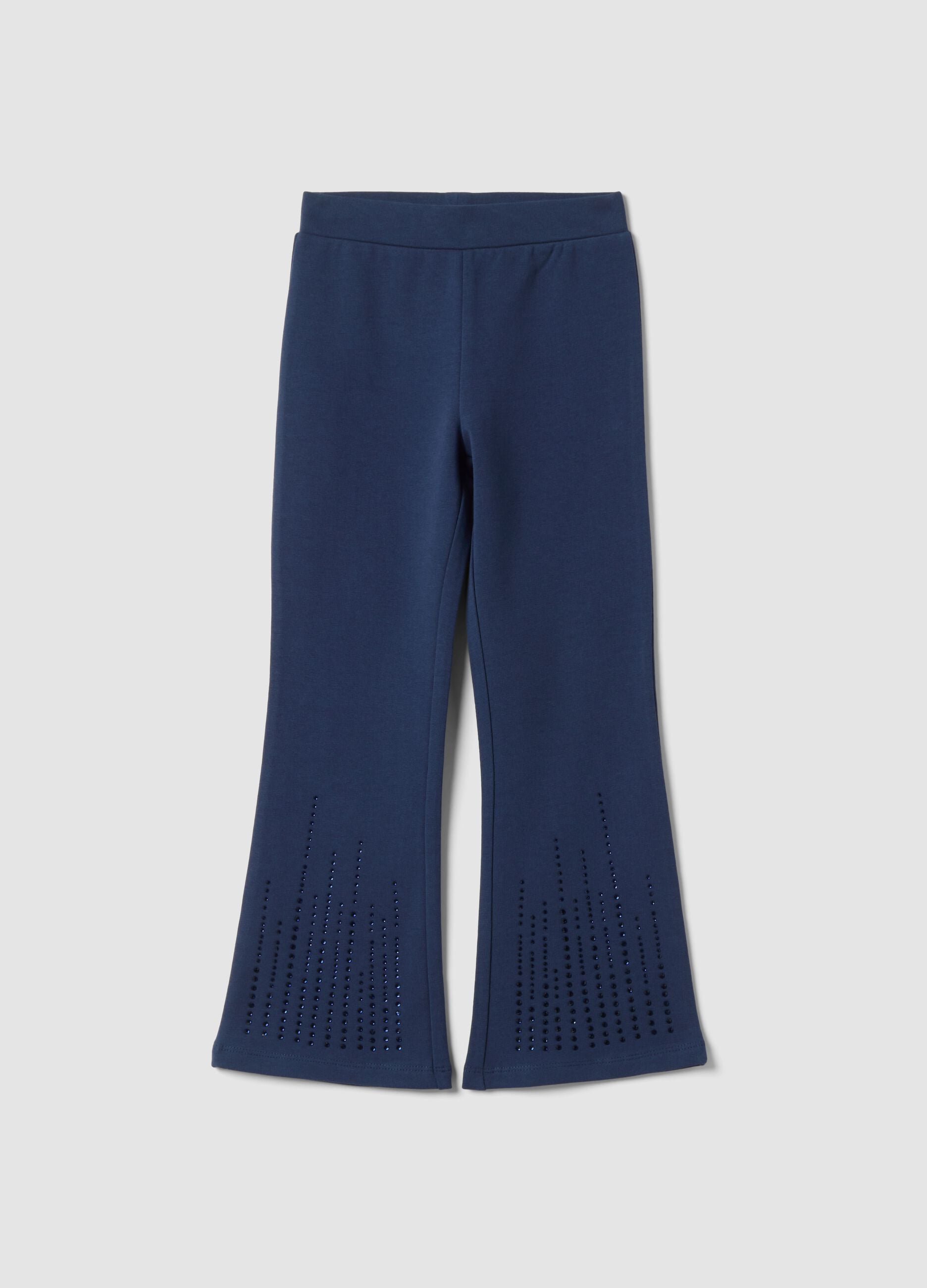 Leggings blu flare in cotone elasticizzato