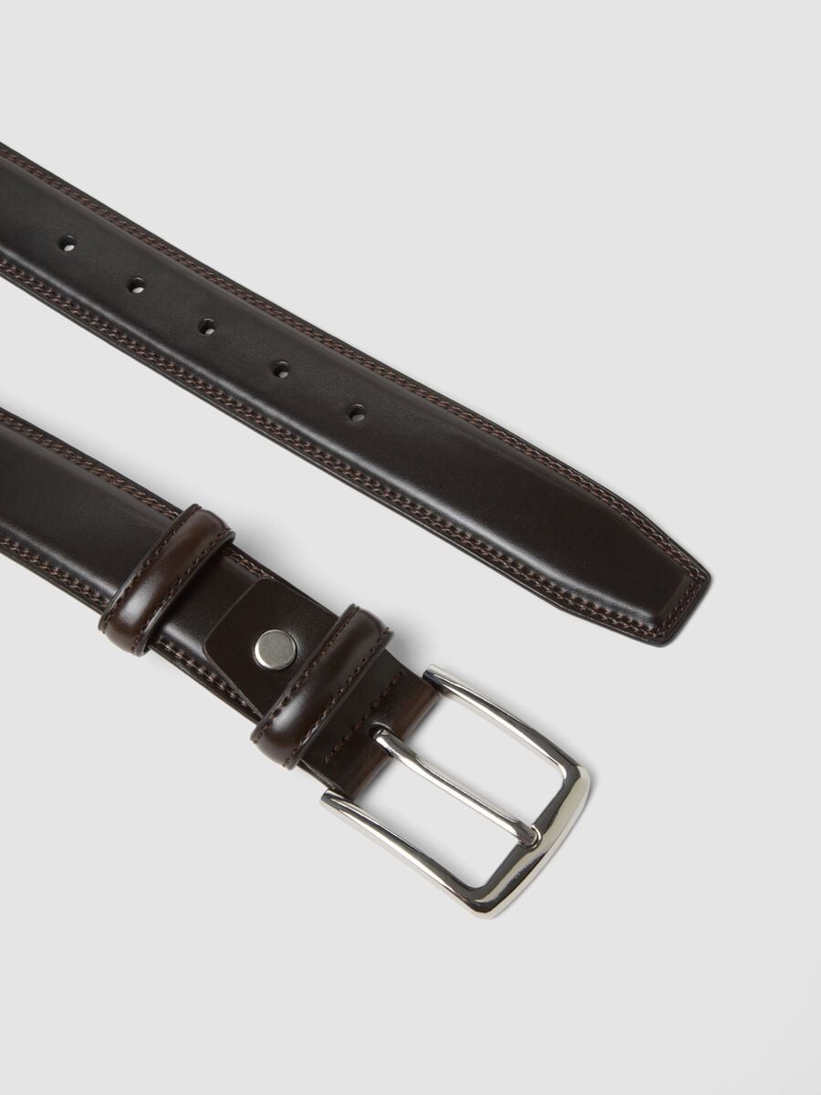Brauner G&uuml;rtel aus echtem Leder mit Metallschnalle_1
