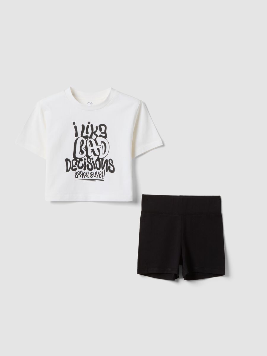 White organic cotton set with T-shirt and shorts_0