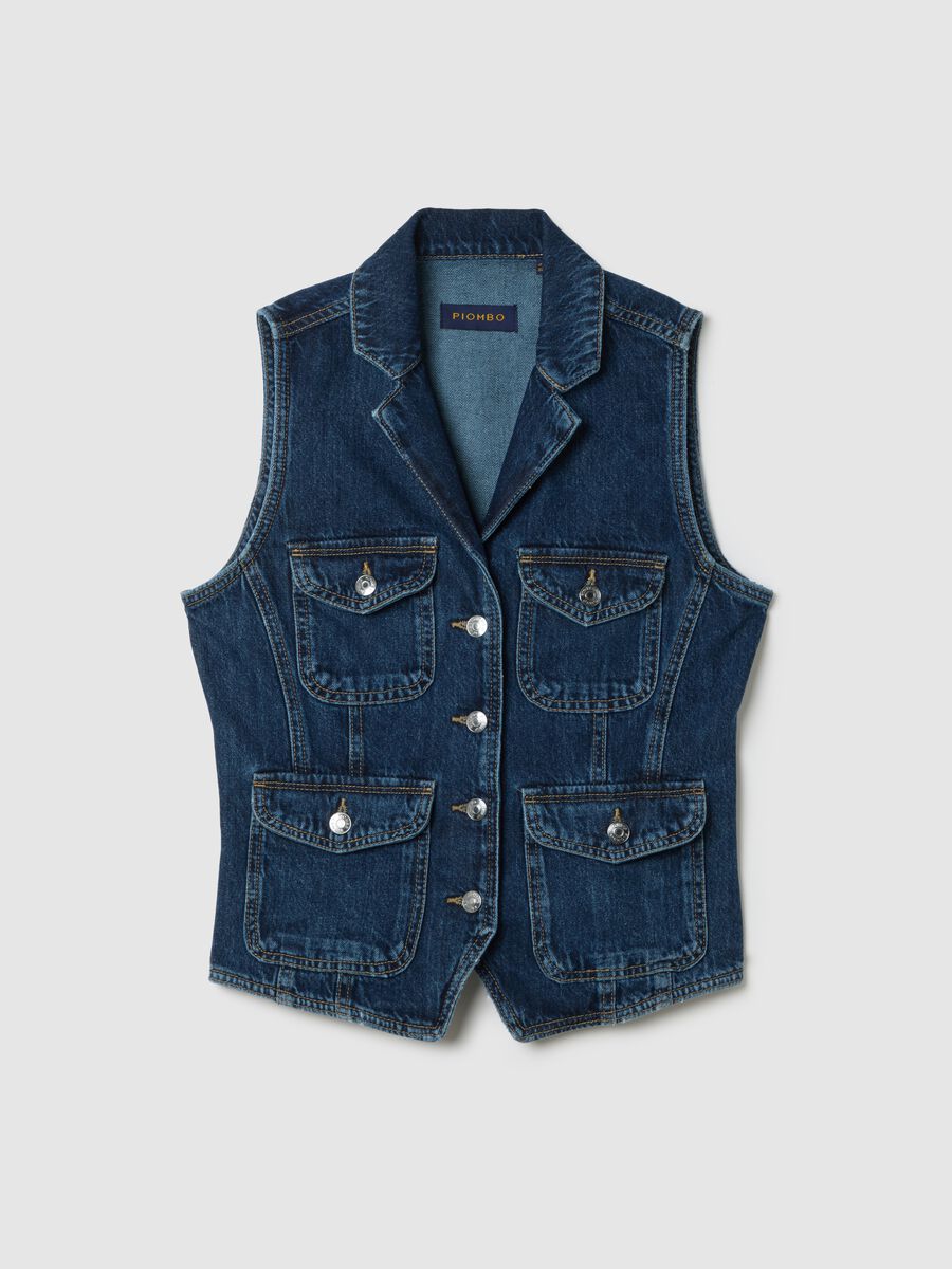 Slim fit pure cotton denim waistcoat_5
