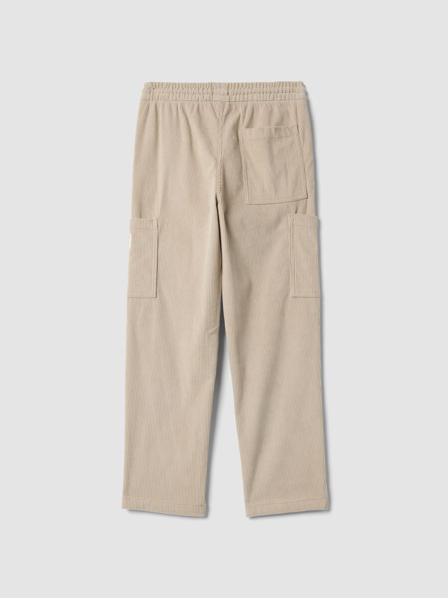 Pantaloni bianchi cargo comfort fit con vita elasticizzata_1