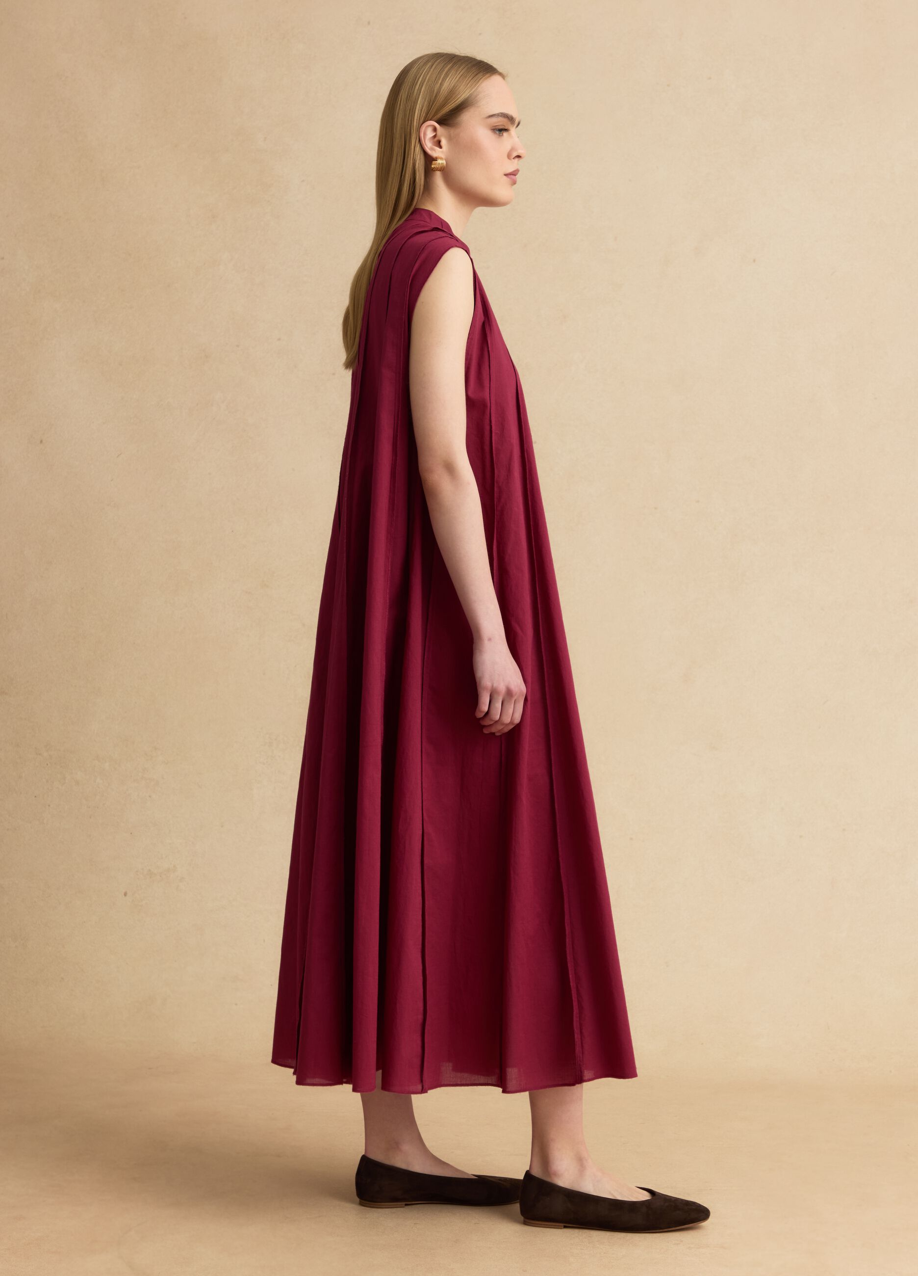 Red pure cotton midi dress