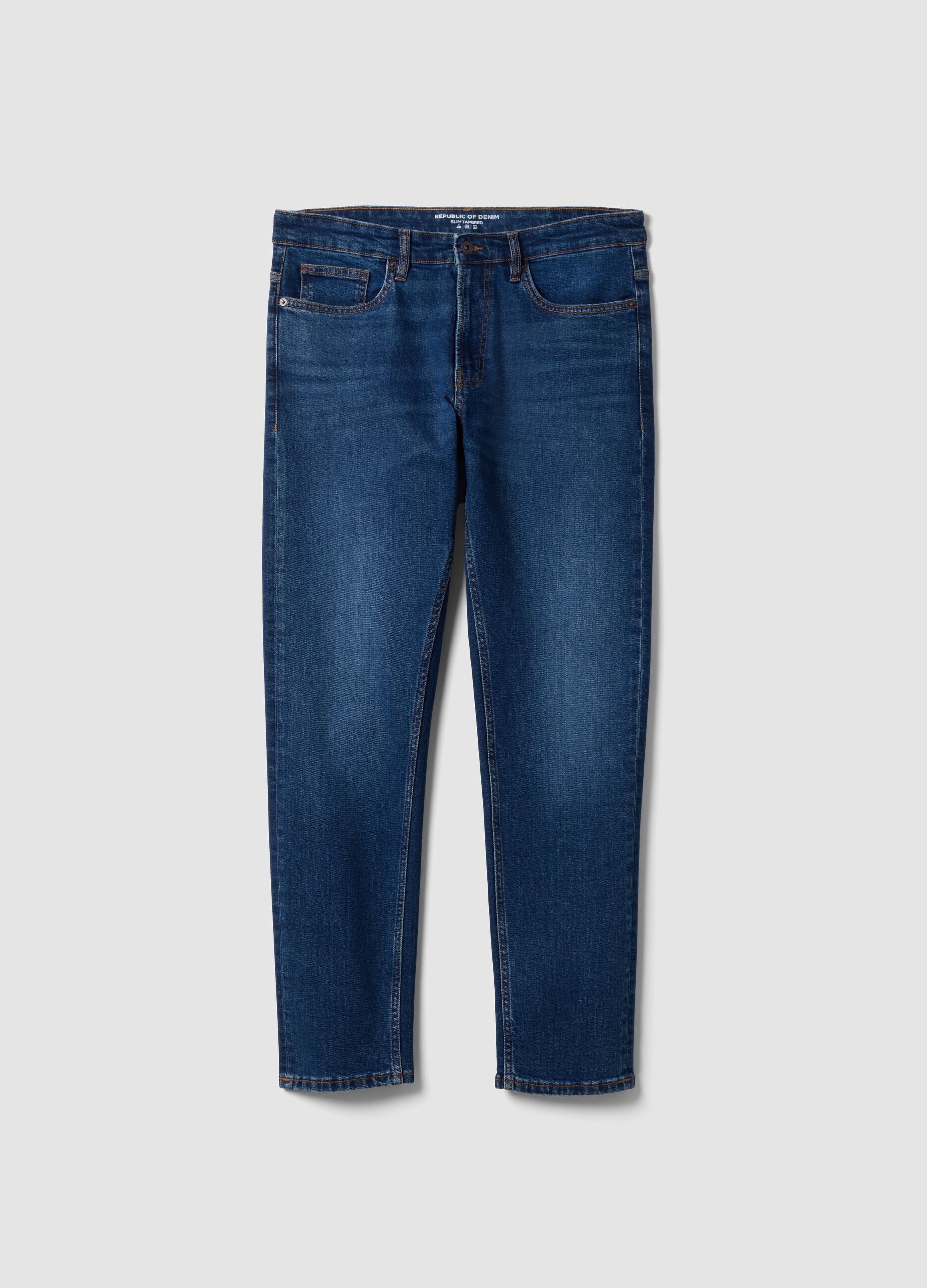 Blue slim-fit stretch cotton jeans