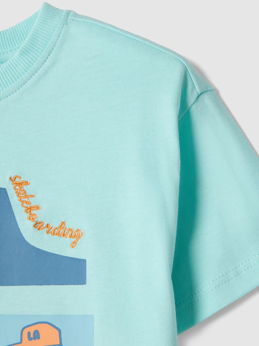 Blue pure cotton oversized fit toddler T-shirt with print_2