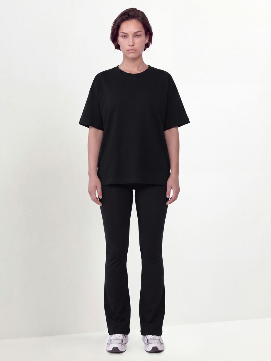 Black crew-neck T-shirt in stretchy cotton-modal blend, regular fit_2