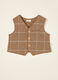 Brown checked cotton-blend crew-neck gilet_0