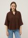 Brown viscose-blend regular-fit blouse with mandarin collar_1