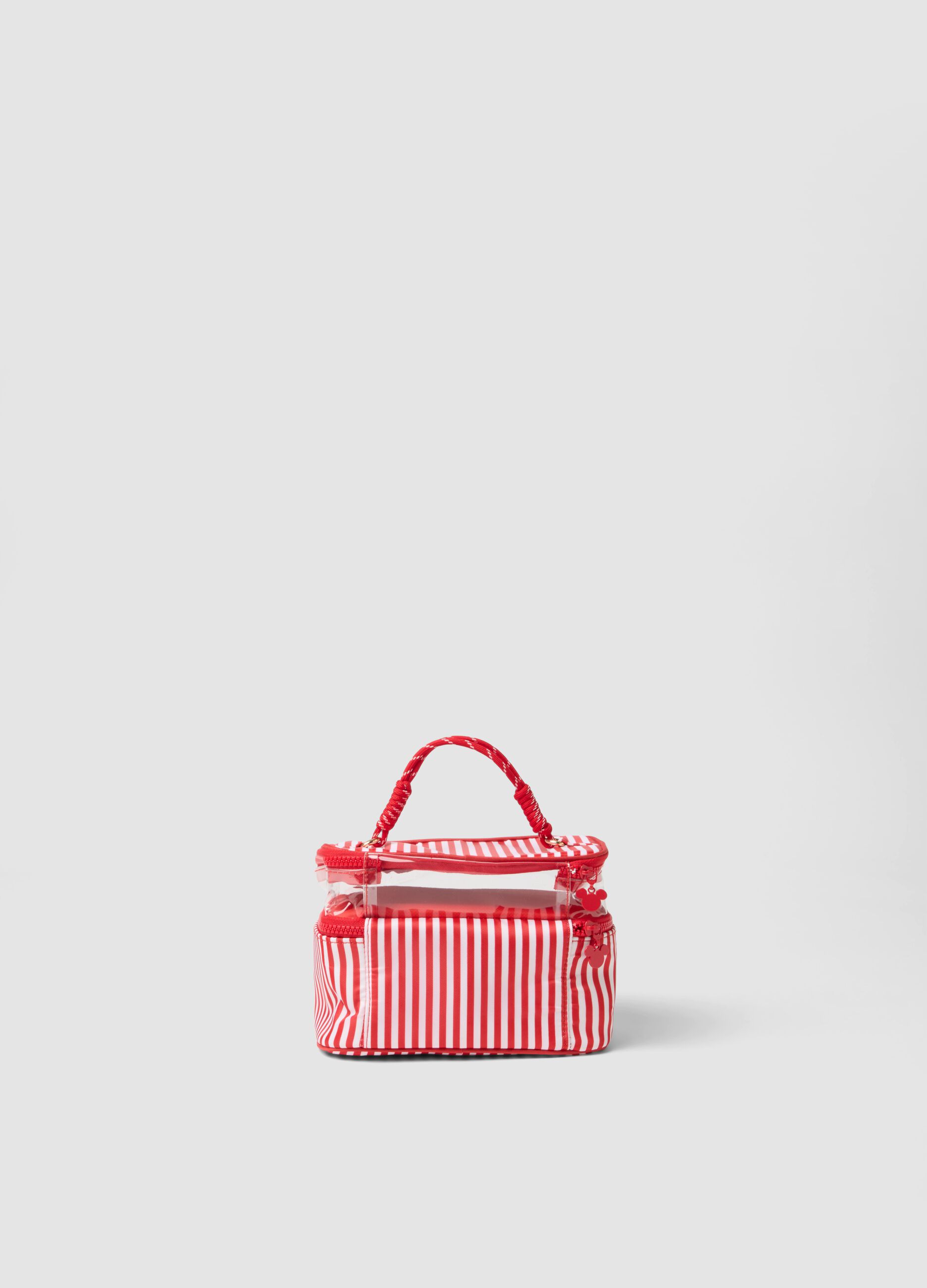 Multicolour striped beauty case with sturdy handles