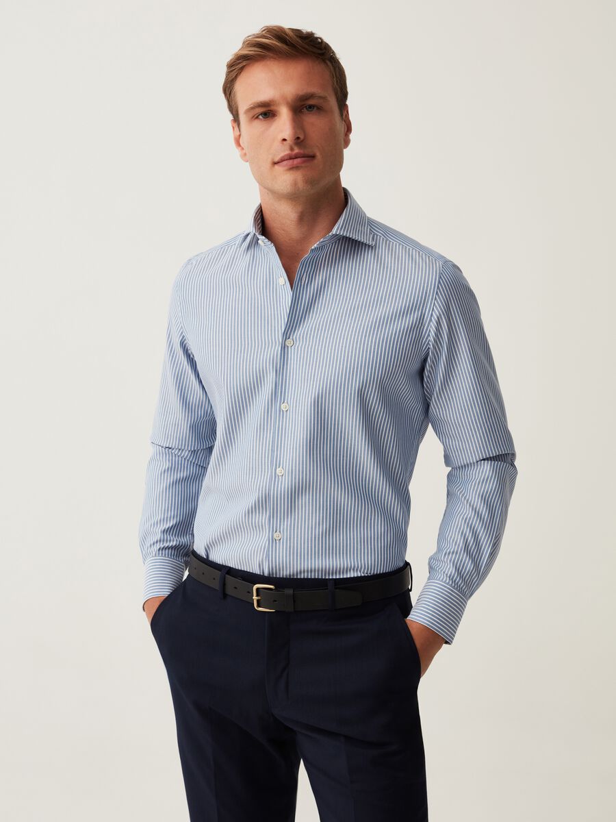 Slim-fit shirt in striped Oxford cotton_0
