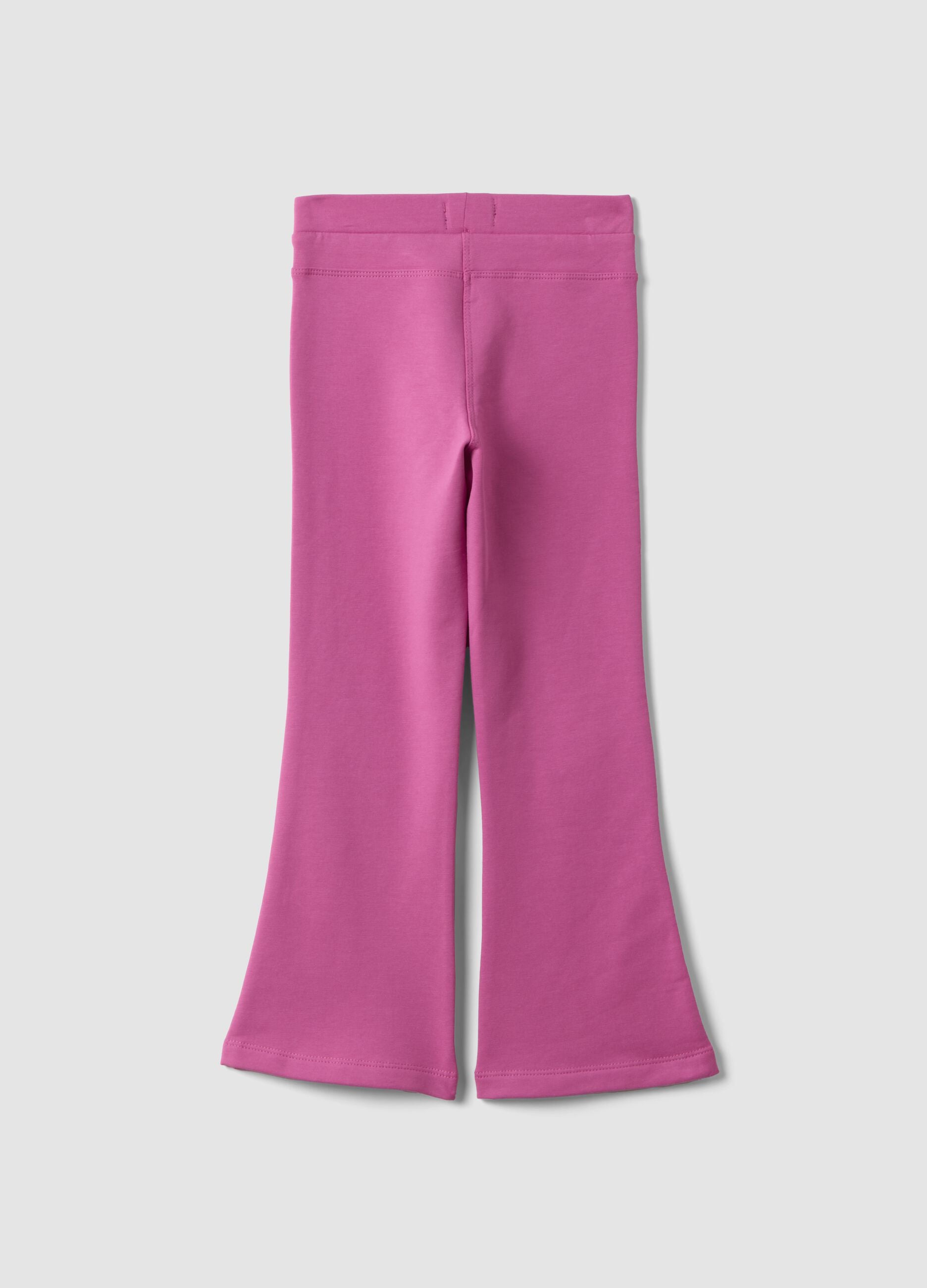 Rosa Flared-Treggings aus elastischer Bio-Baumwolle