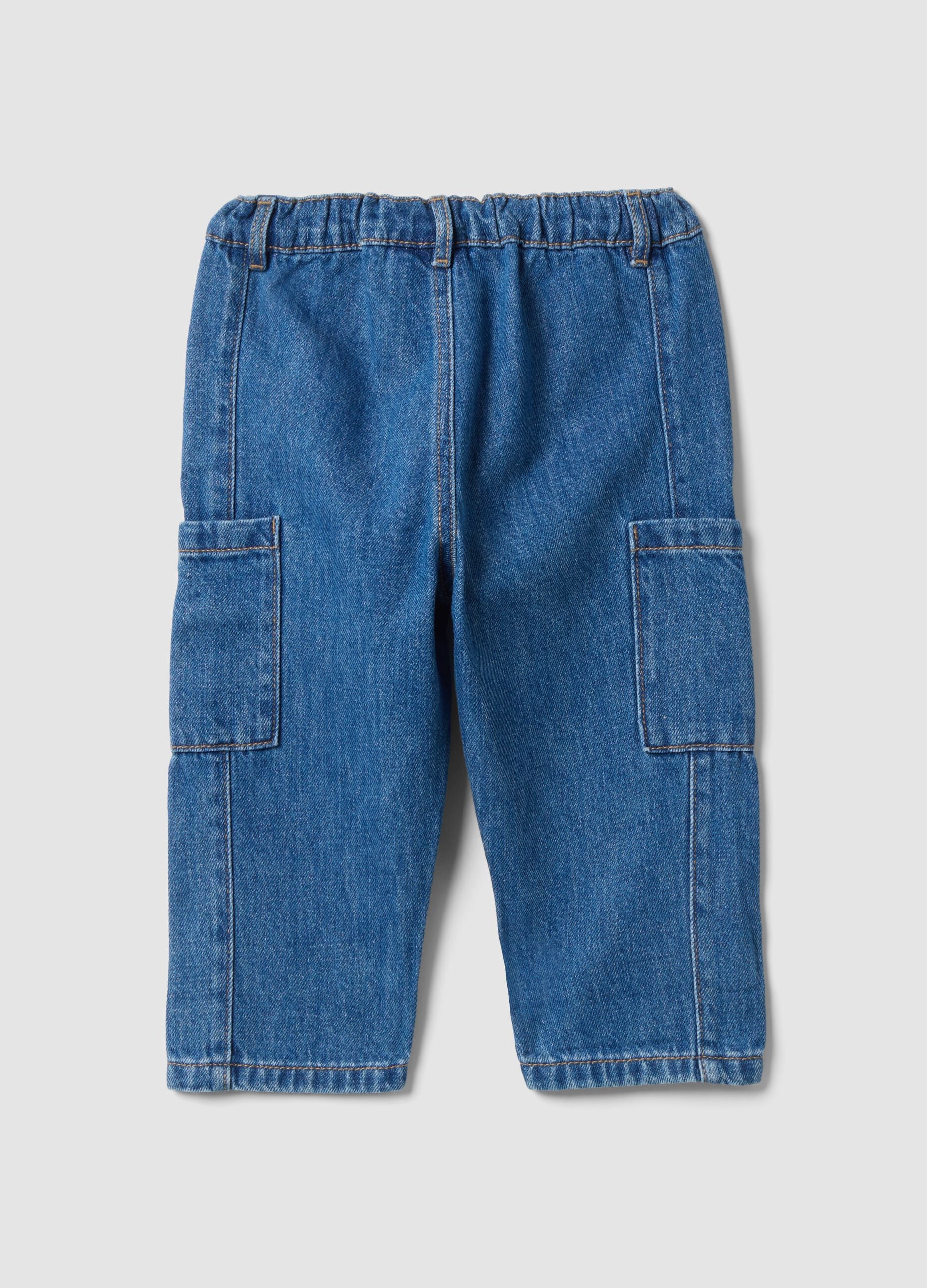 Blaue Cargo-Jeans aus Denim in Baumwoll-Viskose-Mix f&uuml;r Babyjungen