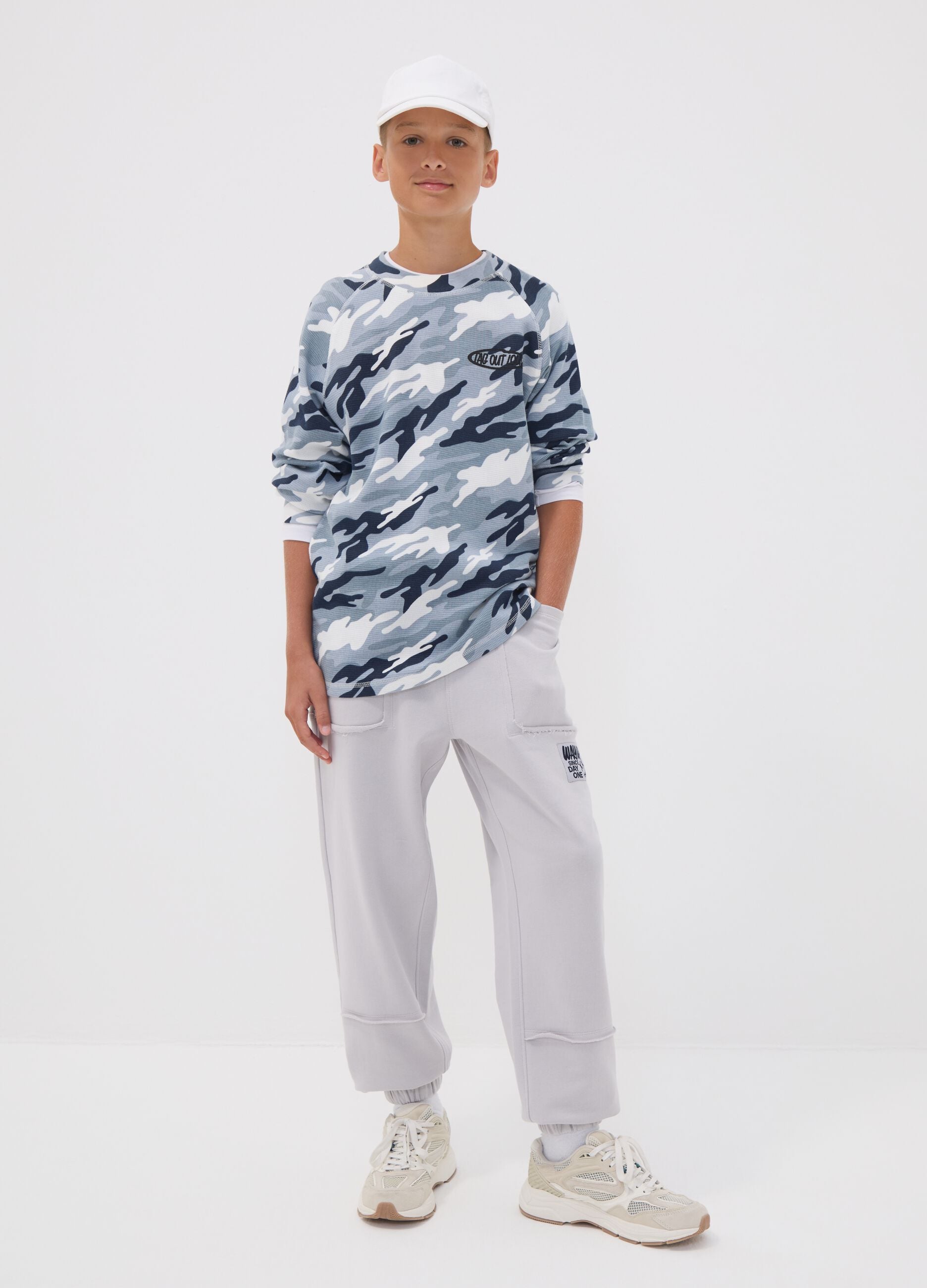 Grey pure cotton joggers with "Way Up" graphic for boys