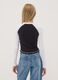 T-shirt blu in cotone elasticizzato con collo a costine_2