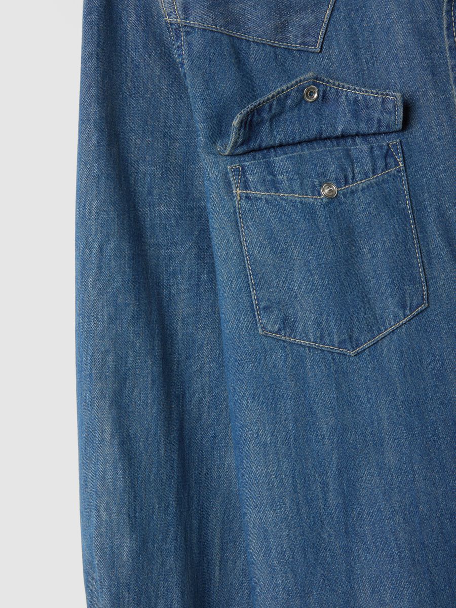 Blue denim pure cotton shirt regular fit_5