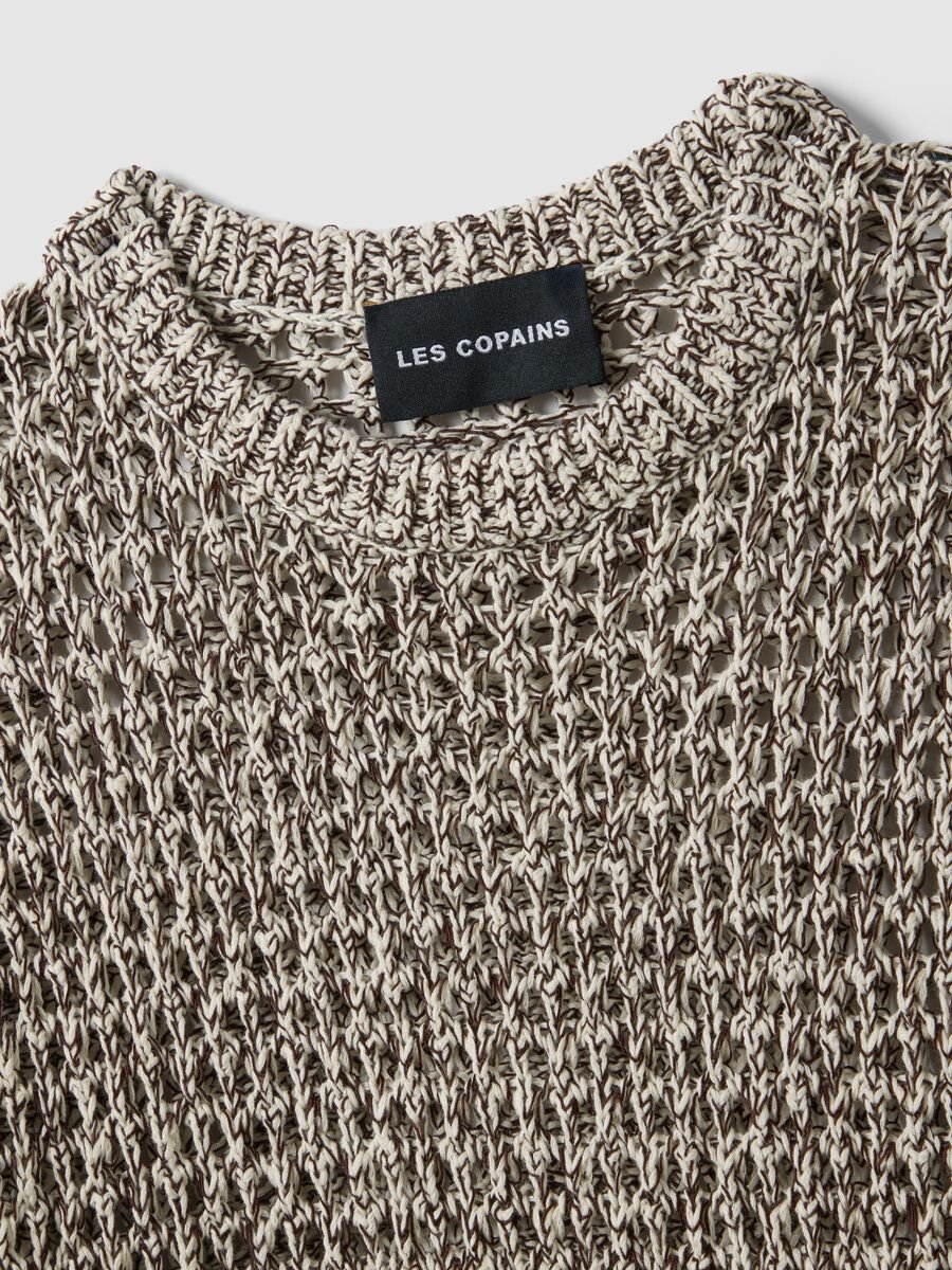 Multicolour cotton blend regular fit pullover with knitted design_5