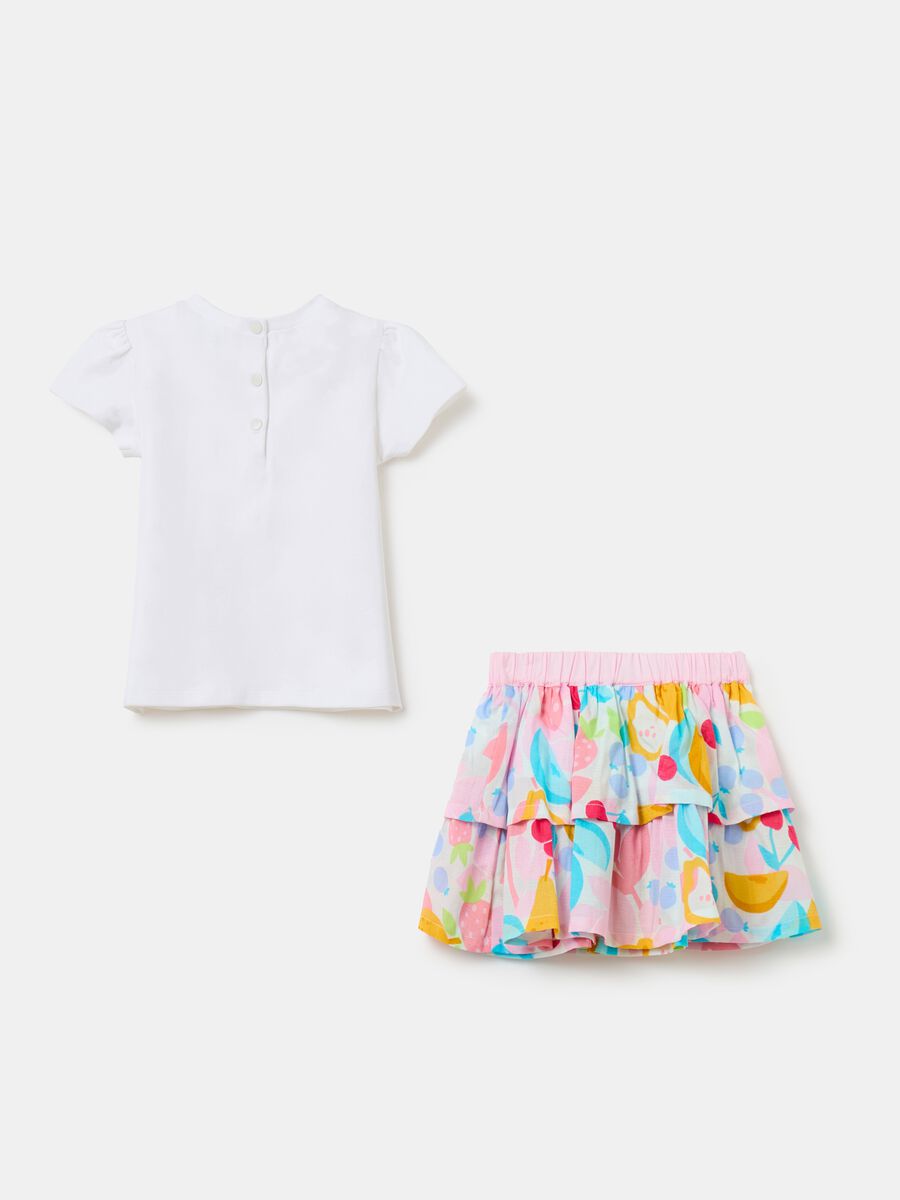 T-shirt and skirt set with fruit print_1