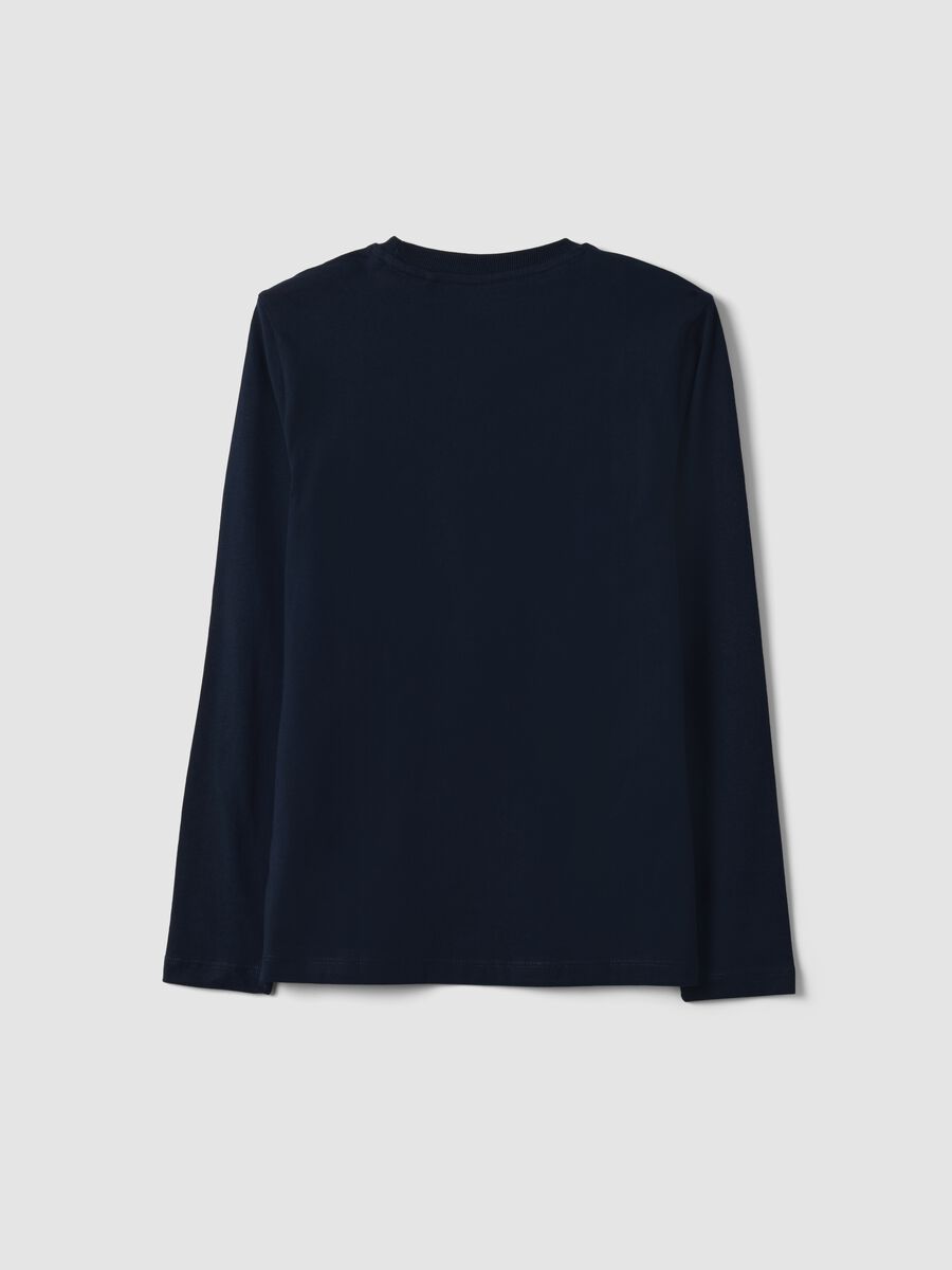 Blue long-sleeved pure organic cotton regular fit T-shirt for boys_1