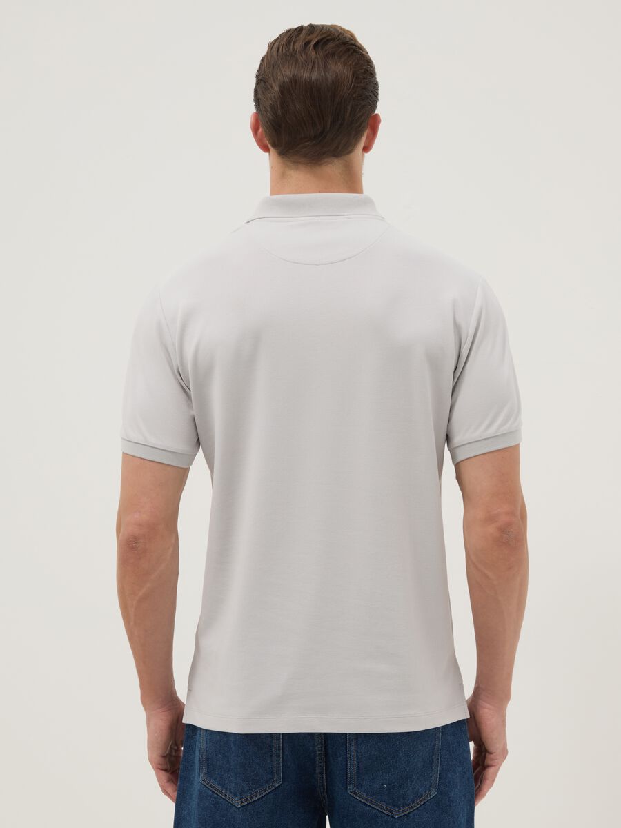Grey stretchy cotton blend polo regular fit_3