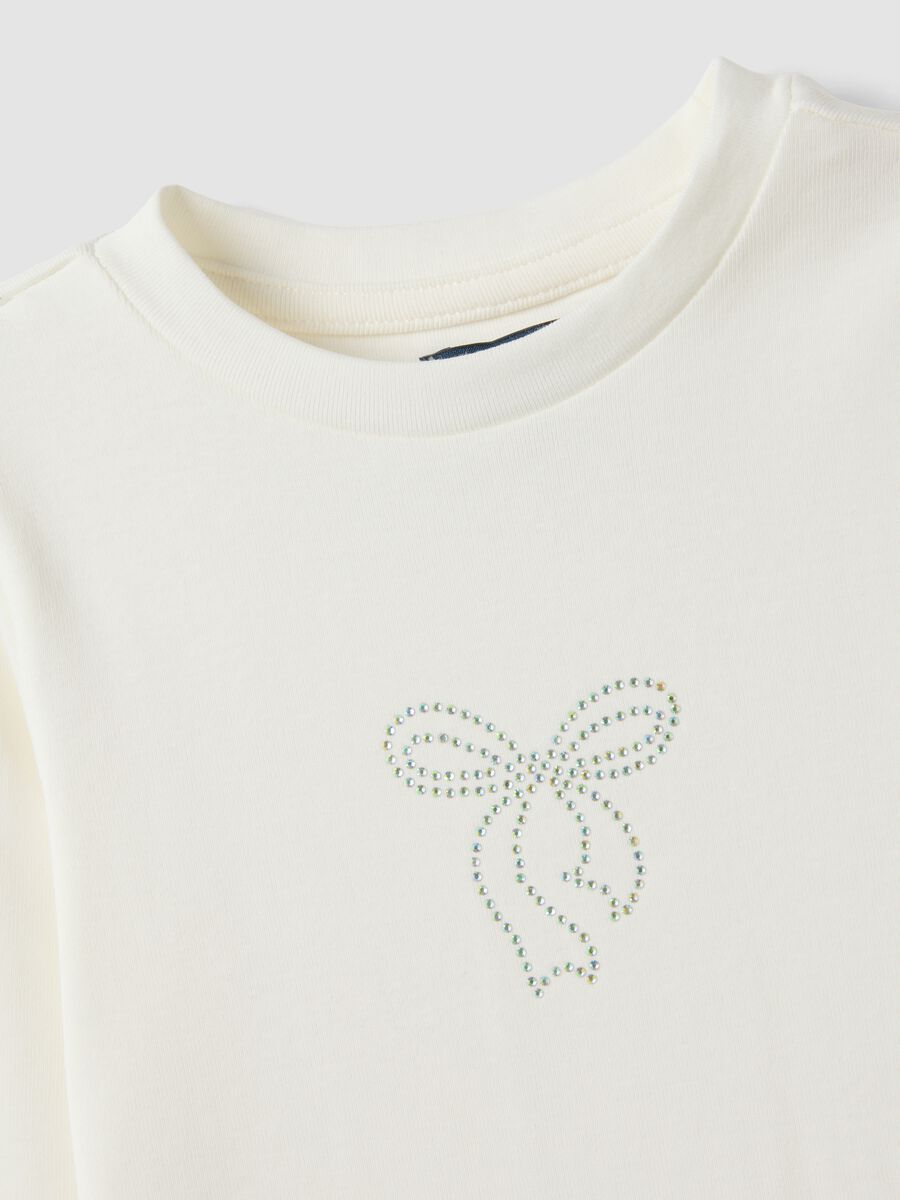 White stretch organic cotton printed T-shirt for girls_2
