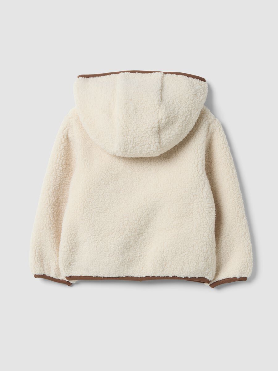 White hooded zip-up teddy-style jacket for boys_1