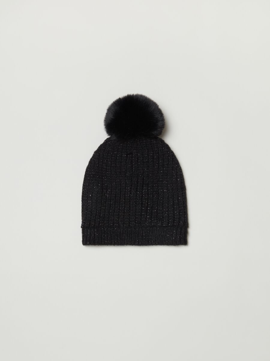 Hat in lurex with pompom_0