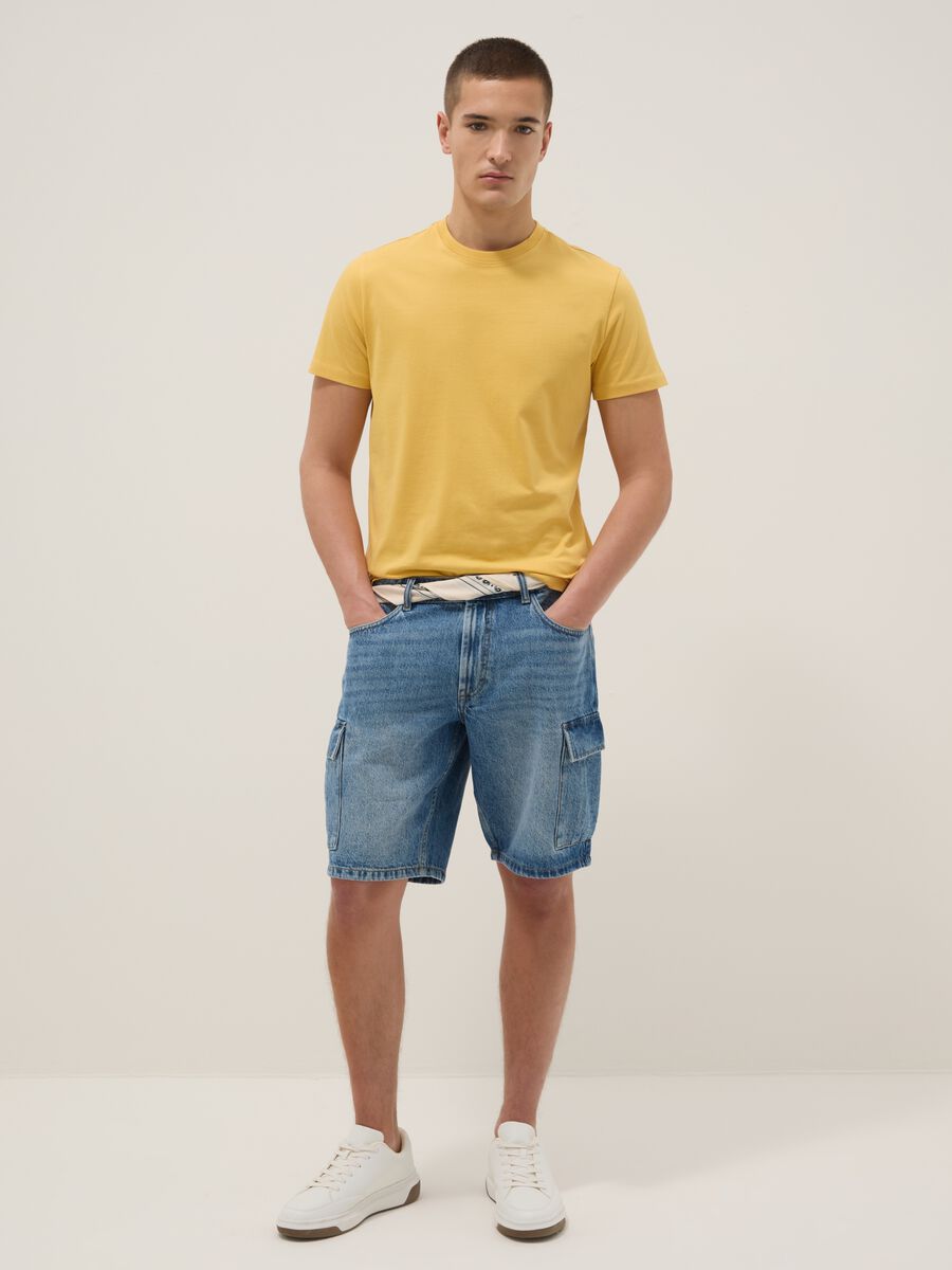 Yellow pure cotton short-sleeve T-shirt_2