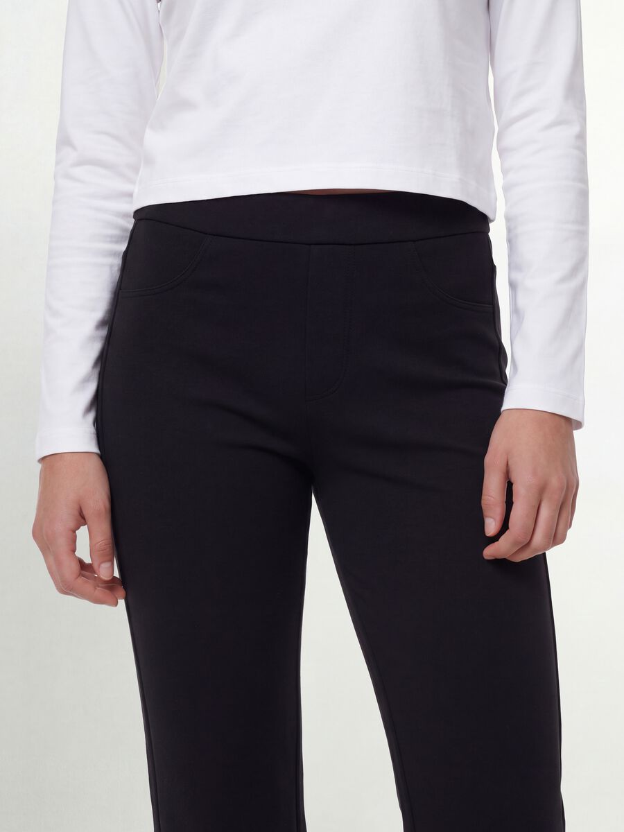 Girls' black slim-fit stretch organic cotton trousers_3
