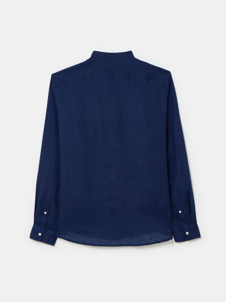 Regular-fit shirt in linen with Mandarin collar_4