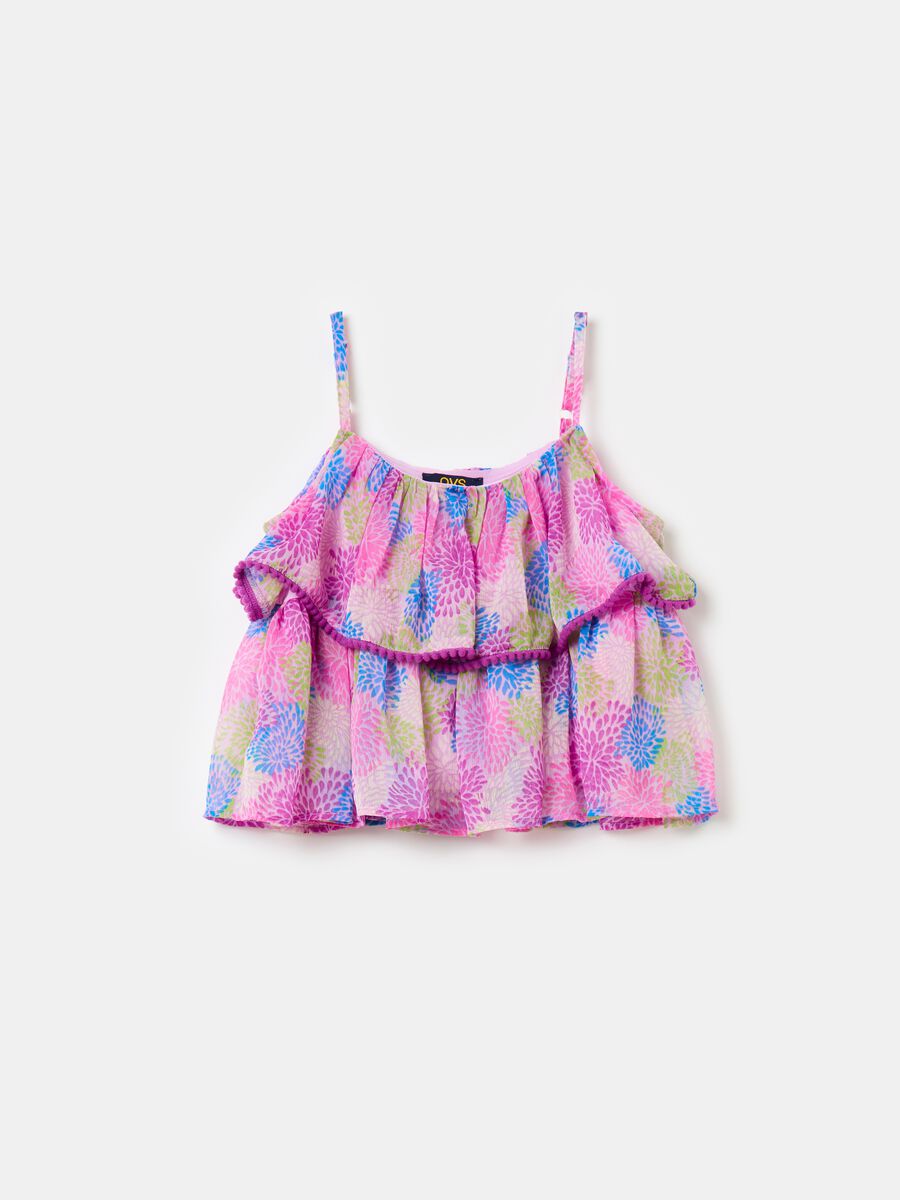 Top with flounce and all-over print_0