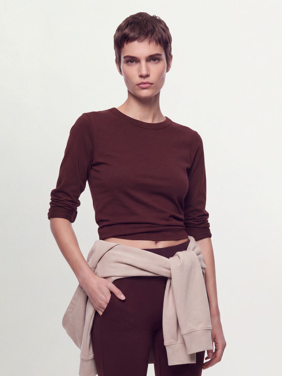 Violettes Langarm-T-Shirt aus Jersey aus reiner Baumwolle, Regular Fit_0