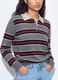 Maglia grigia in misto lana a righe con colletto polo_2