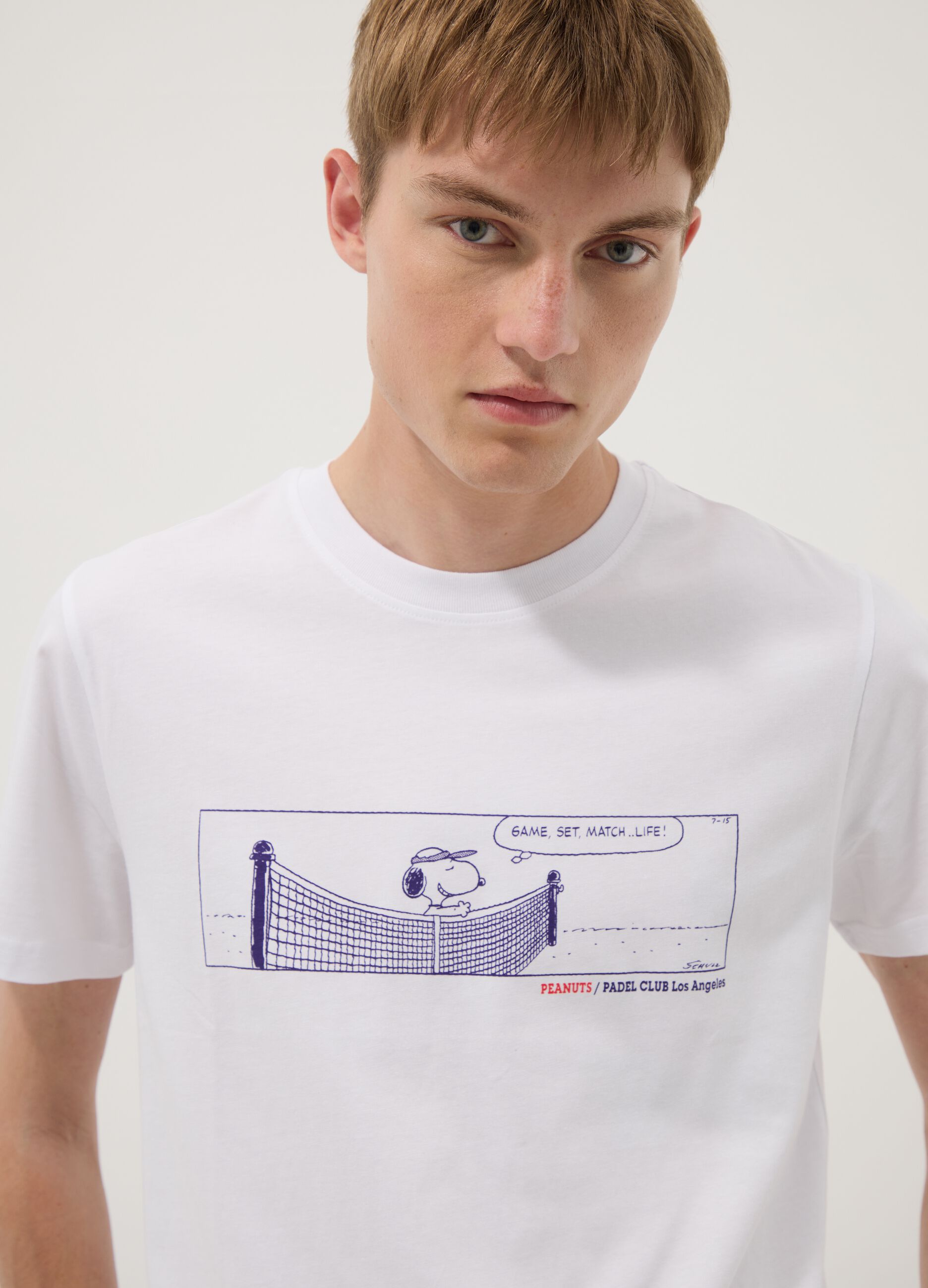 White pure cotton T-shirt with front print