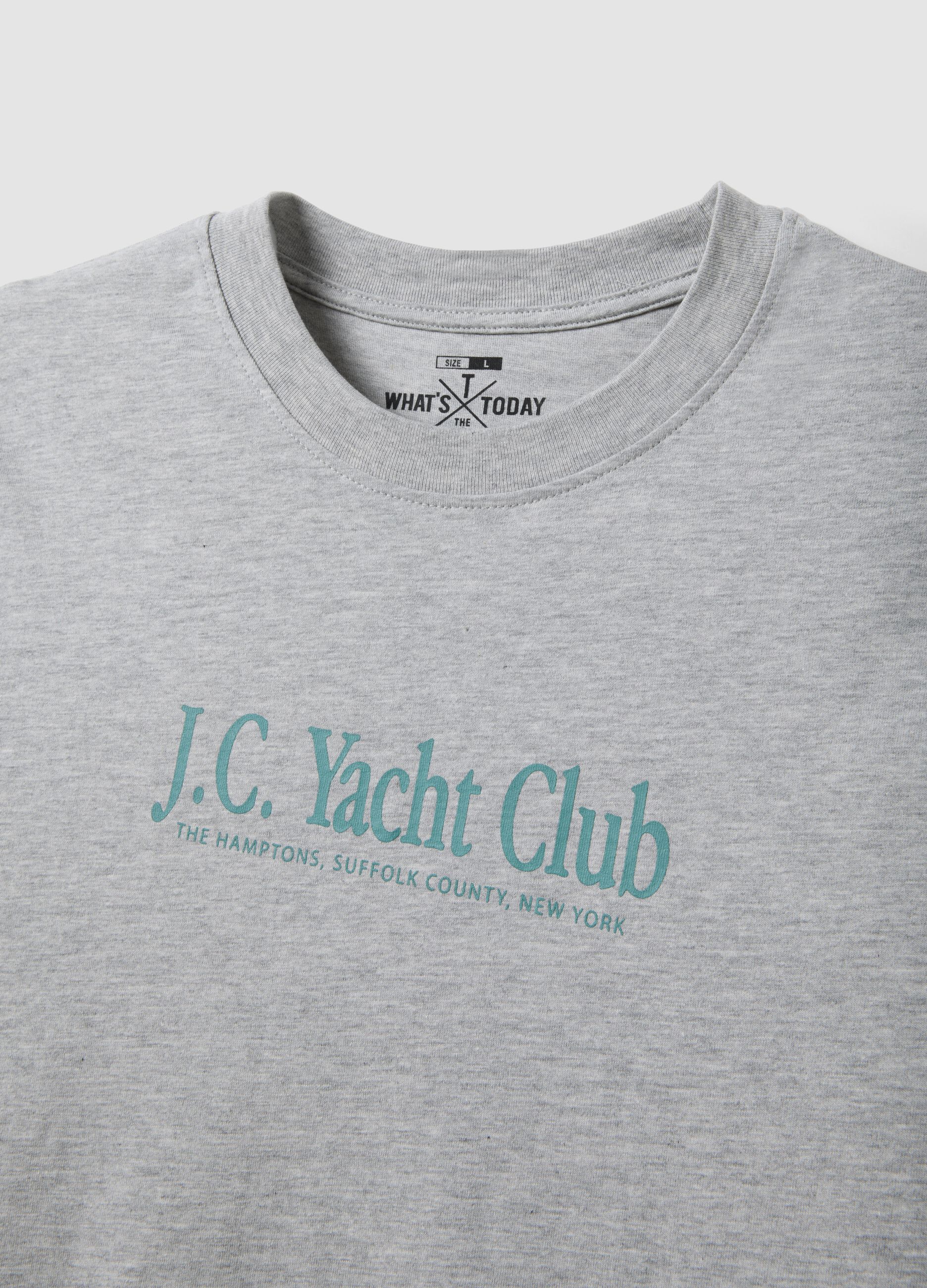 Grey cotton and viscose blend printed T-shirt